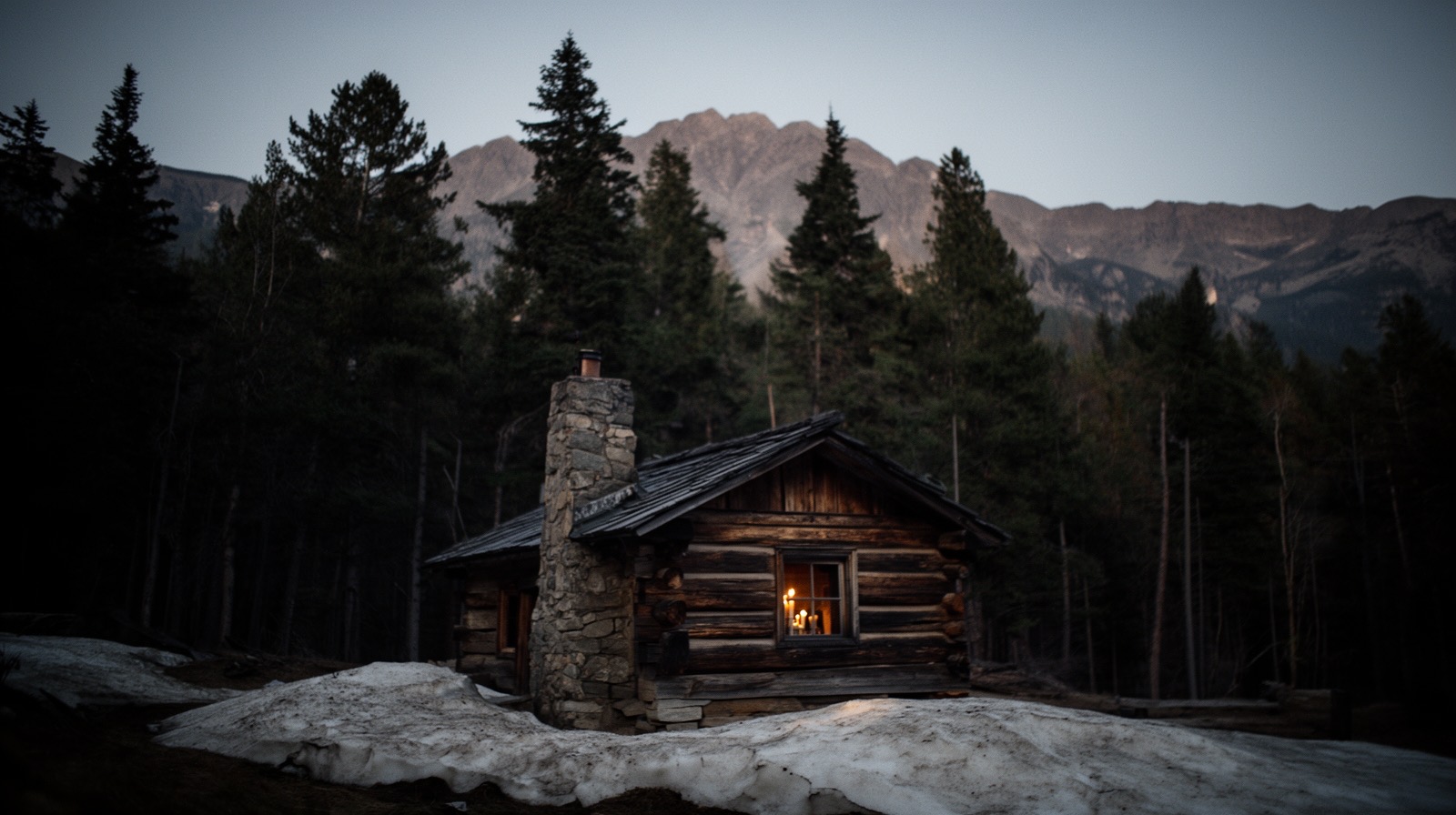 A house in the Montana manner, at dusk